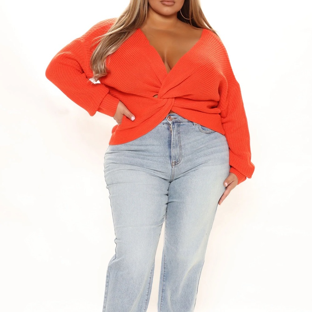 Bright orange sweater- chic, versatile, lightweight - Picture 6 of 7